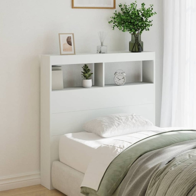 vidaXL Cabecero de cama con LED blanco 100x17x102 cm vidaXL Cabecero de cama con LED blanco 100x17x102 cm