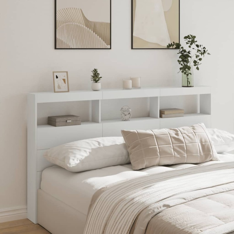 vidaXL Cabecero de cama con LED blanco 180x17x102 cm vidaXL Cabecero de cama con LED blanco 180x17x102 cm