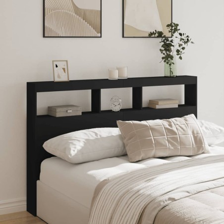 vidaXL Cabecero de cama con LED negro 160x17x102 cm