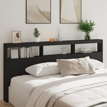 vidaXL Cabecero de cama con LED negro 220x17x102 cm