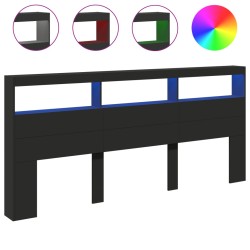 vidaXL Cabecero de cama con LED negro 220x17x102 cm