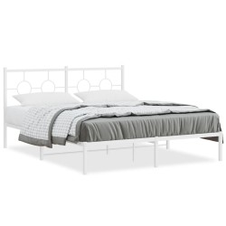 vidaXL Estructura de cama de metal con cabecero blanca 150x200 cm
