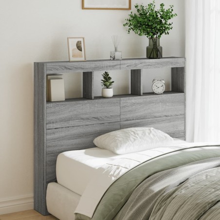 vidaXL Cabecero de cama con luz LED gris Sonoma 100x17x102 cm