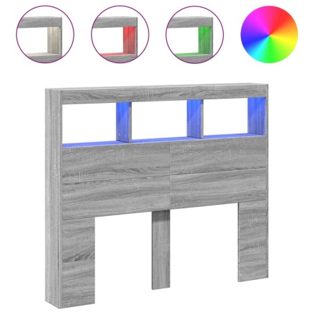 vidaXL Cabecero de cama con luz LED gris Sonoma 100x17x102 cm