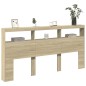 vidaXL Cabecero de cama con luz LED roble Sonoma 200x17x102 cm vidaXL Cabecero de cama con luz LED roble Sonoma 200x17x102 cm
