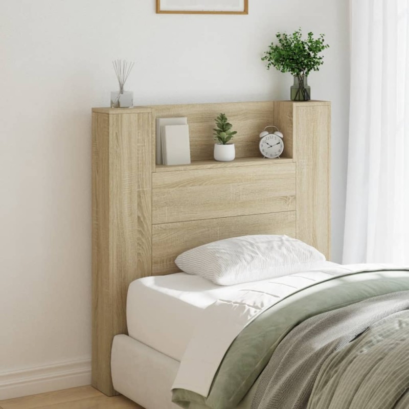 vidaXL Cabecero de cama con luz LED roble Sonoma 100x16,5x103,5 cm vidaXL Cabecero de cama con luz LED roble Sonoma 100x16,5x103,5 cm