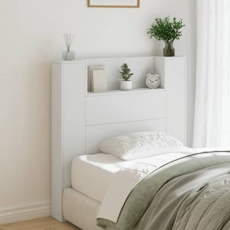 vidaXL Cabecero de cama con luz LED blanco 100x16,5x103,5 cm