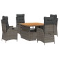 vidaXL Set comedor de jardín 5 piezas con cojines ratán sintético gris vidaXL Set comedor de jardín 5 piezas con cojines ratán sintético gris