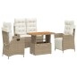 vidaXL Set de comedor jardín con cojines 4 pzas ratán sintético beige