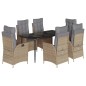 vidaXL Set comedor de jardín 7 pzas con cojines ratán sintético beige vidaXL Set comedor de jardín 7 pzas con cojines ratán sintético beige