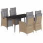 vidaXL Set comedor de jardín 5 pzas con cojines ratán sintético beige vidaXL Set comedor de jardín 5 pzas con cojines ratán sintético beige