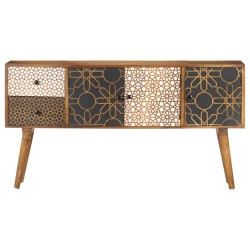 vidaXL Aparador con estampado madera maciza de mango 130x30x70 cm