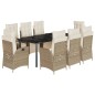 vidaXL Set comedor de jardín 9 pzas con cojines ratán sintético beige vidaXL Set comedor de jardín 9 pzas con cojines ratán sintético beige