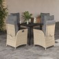 vidaXL Set comedor de jardín 5 pzas con cojines ratán sintético beige vidaXL Set comedor de jardín 5 pzas con cojines ratán sintético beige