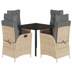 vidaXL Set comedor de jardín 5 pzas con cojines ratán sintético beige