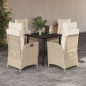 vidaXL Set comedor de jardín 5 pzas con cojines ratán sintético beige vidaXL Set comedor de jardín 5 pzas con cojines ratán sintético beige