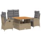 vidaXL Set de comedor jardín con cojines 4 pzas ratán sintético beige vidaXL Set de comedor jardín con cojines 4 pzas ratán sintético beige