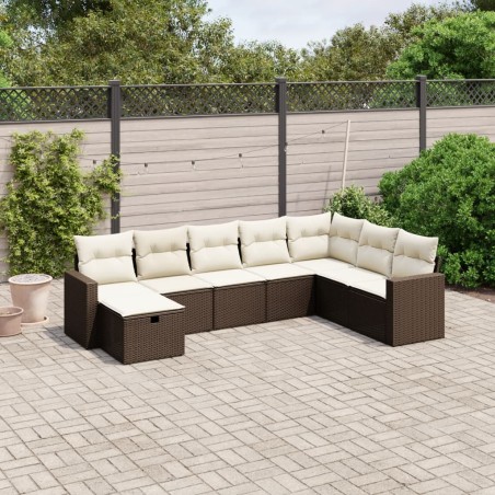 vidaXL Set sofás de jardín 8 piezas y cojines ratán sintético marrón