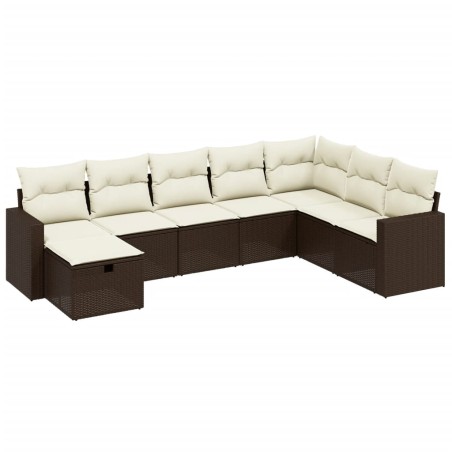 vidaXL Set sofás de jardín 8 piezas y cojines ratán sintético marrón