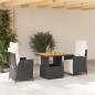 vidaXL Set comedor de jardín 3 pzas con cojines ratán sintético negro vidaXL Set comedor de jardín 3 pzas con cojines ratán sintético negro