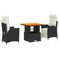 vidaXL Set comedor de jardín 3 pzas con cojines ratán sintético negro vidaXL Set comedor de jardín 3 pzas con cojines ratán sintético negro