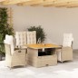 vidaXL Set de comedor jardín con cojines 4 pzas ratán sintético beige vidaXL Set de comedor jardín con cojines 4 pzas ratán sintético beige