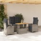 vidaXL Juego de comedor de jardín 4 piezas con cojines ratán PE gris