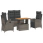 vidaXL Juego de comedor de jardín 4 piezas con cojines ratán PE gris