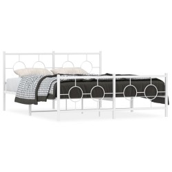 vidaXL Estructura cama metal con cabecero y estribo blanco 160x200 cm