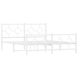 vidaXL Estructura cama metal con cabecero y estribo blanco 160x200 cm