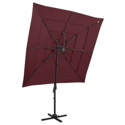 vidaXL Sombrilla de 4 niveles con poste de aluminio burdeos 250x250 cm
