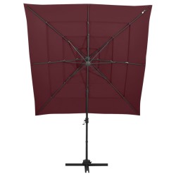 vidaXL Sombrilla de 4 niveles con poste de aluminio burdeos 250x250 cm