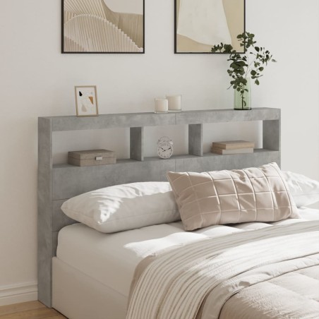 vidaXL Cabecero de cama con luz LED gris hormigón 160x17x102 cm