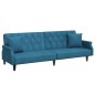 vidaXL Sofá cama de 2 plazas con almohadas y taburete terciopelo azul vidaXL Sofá cama de 2 plazas con almohadas y taburete terciopelo azul