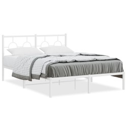 vidaXL Estructura de cama de metal con cabecero blanca 140x190 cm