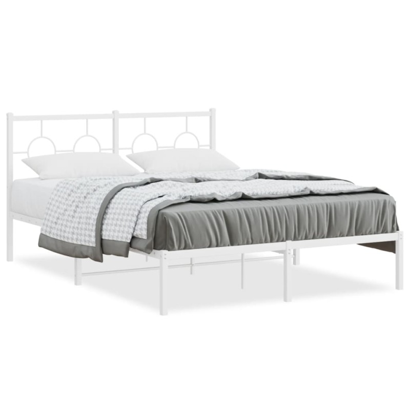vidaXL Estructura de cama de metal con cabecero blanca 140x190 cm vidaXL Estructura de cama de metal con cabecero blanca 140x190 cm
