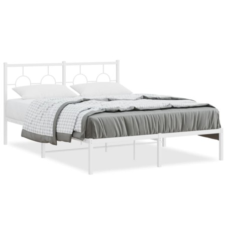 vidaXL Estructura de cama de metal con cabecero blanca 140x190 cm