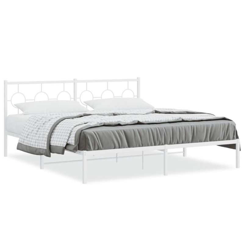 vidaXL Estructura de cama de metal con cabecero blanco 183x213 cm