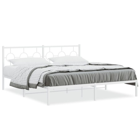 vidaXL Estructura de cama de metal con cabecero blanco 183x213 cm