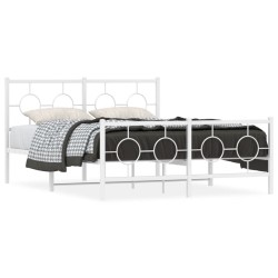 vidaXL Estructura cama metal con cabecero y estribo blanco 140x200 cm