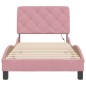 vidaXL Estructura de cama con luces LED de terciopelo rosa 90x190 cm