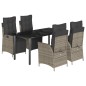 vidaXL Set comedor de jardín 5 piezas con cojines ratán sintético gris vidaXL Set comedor de jardín 5 piezas con cojines ratán sintético gris