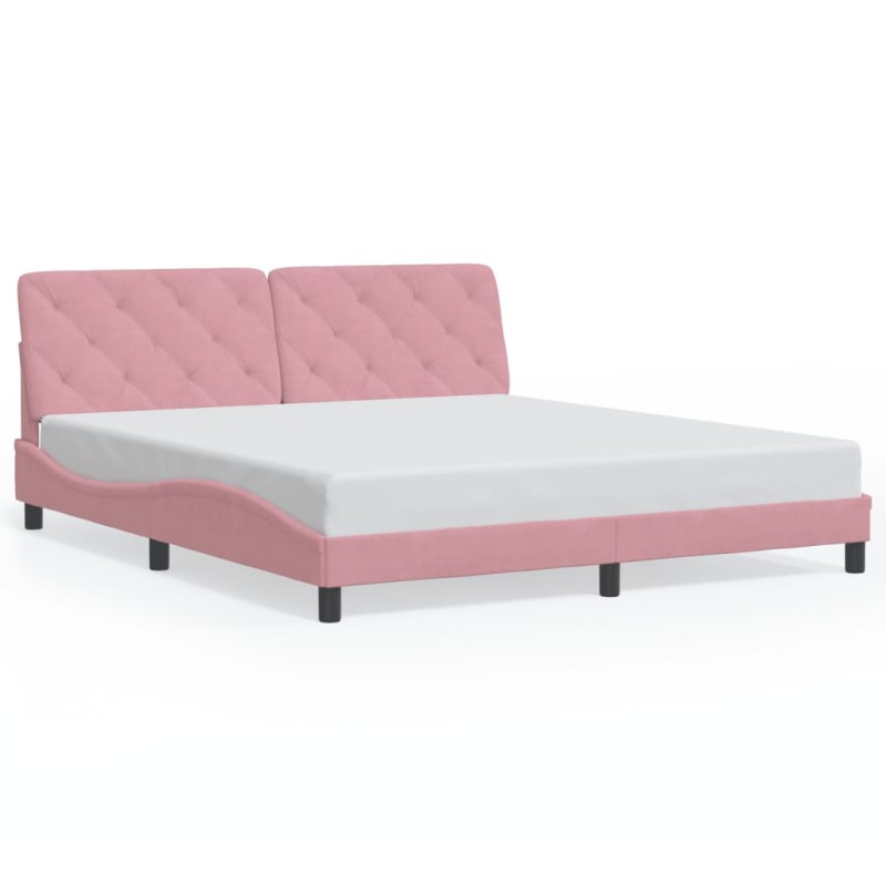 vidaXL Estructura de cama con luces LED terciopelo rosa 180x200 cm vidaXL Estructura de cama con luces LED terciopelo rosa 180x200 cm