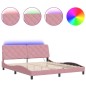 vidaXL Estructura de cama con luces LED terciopelo rosa 180x200 cm vidaXL Estructura de cama con luces LED terciopelo rosa 180x200 cm