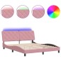 vidaXL Estructura de cama con luces LED terciopelo rosa 160x200 cm vidaXL Estructura de cama con luces LED terciopelo rosa 160x200 cm