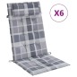vidaXL Cojines de silla respaldo alto 6 uds tela Oxford a cuadros gris vidaXL Cojines de silla respaldo alto 6 uds tela Oxford a cuadros gris