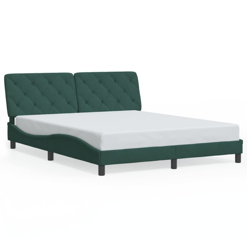 vidaXL Estructura cama con luces LED terciopelo verde oscuro 160x200cm