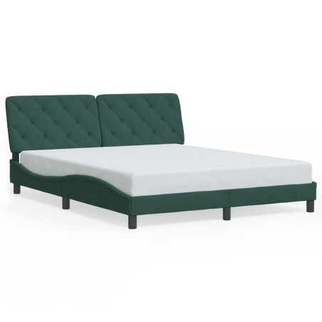 vidaXL Estructura cama con luces LED terciopelo verde oscuro 160x200cm