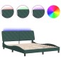 vidaXL Estructura cama con luces LED terciopelo verde oscuro 160x200cm