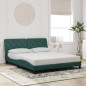 vidaXL Estructura cama con luces LED terciopelo verde oscuro 160x200cm